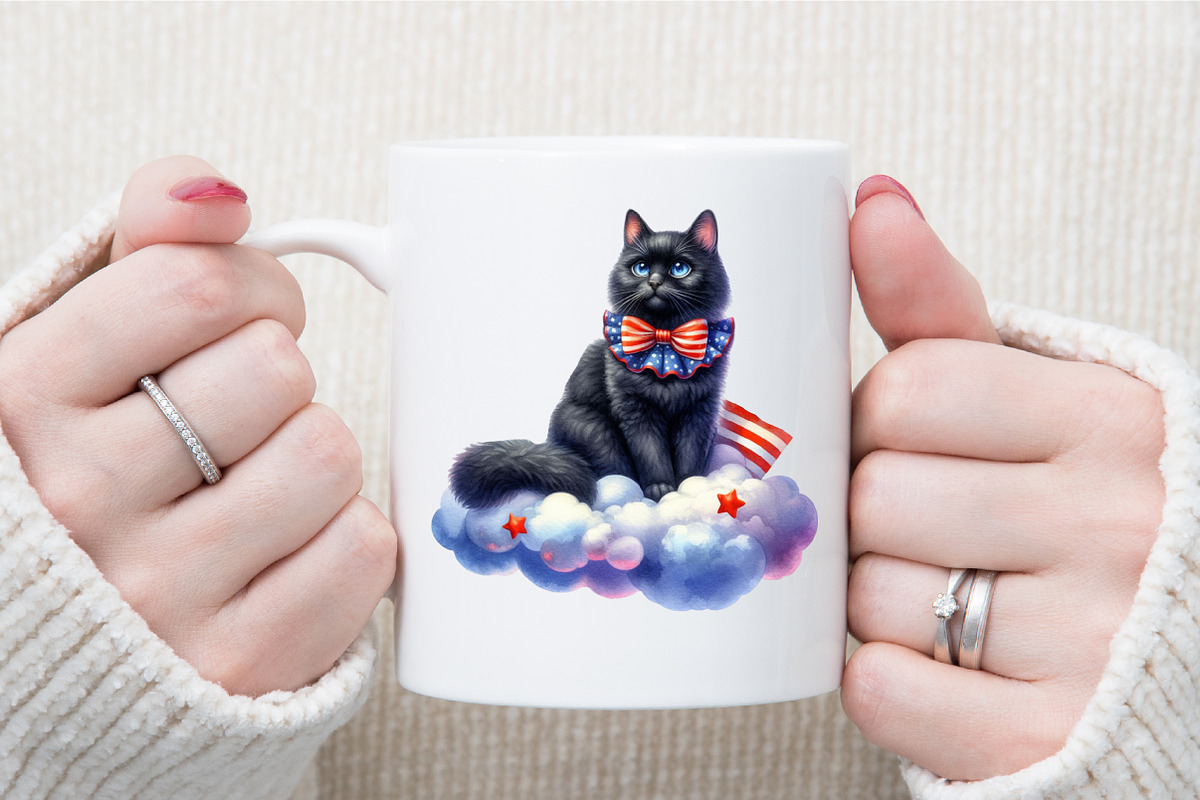 4th of July Patriotic Black Cat Clip, an Illustration by Sublimation Artist (Photo 5 of 6)
