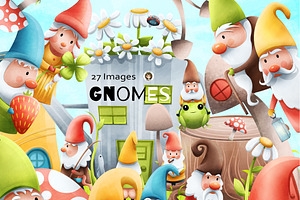 Garden Gnomes PNG Clipart Set