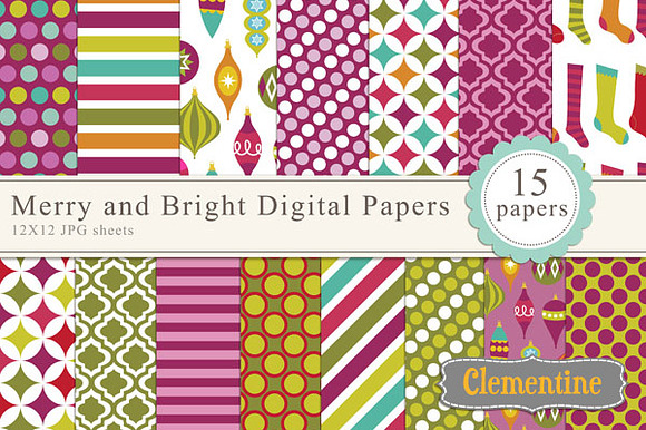 Merry and Bright Digital Papers preview 2