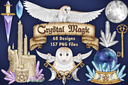 Crystal Magic clip art set., a Seasonal Illustration by Happy Sloth Graphics (Thumbnail 1 of 17)