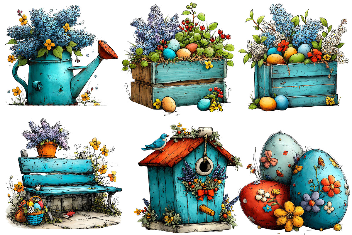 Easter Garden Sublimation Clipart, an Illustration by Designworld (Photo 4 of 5)