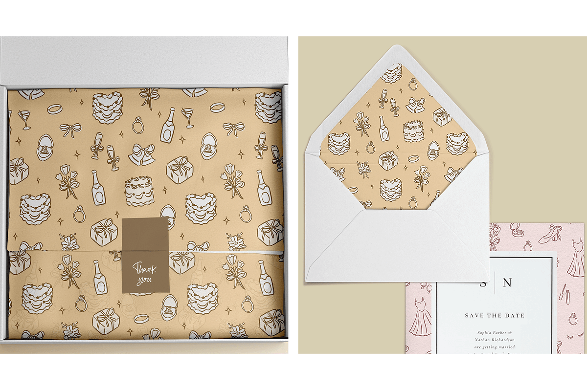Wedding Hand drawn Pattern Set, a Pattern Graphic by CreativeChristiana (Photo 6 of 7)