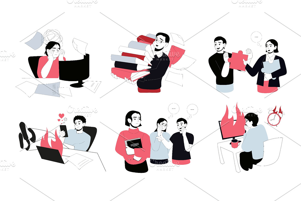 Office Problems Flat Illustrations, a Finance Illustration by alexdndz (Photo 1 of 3)