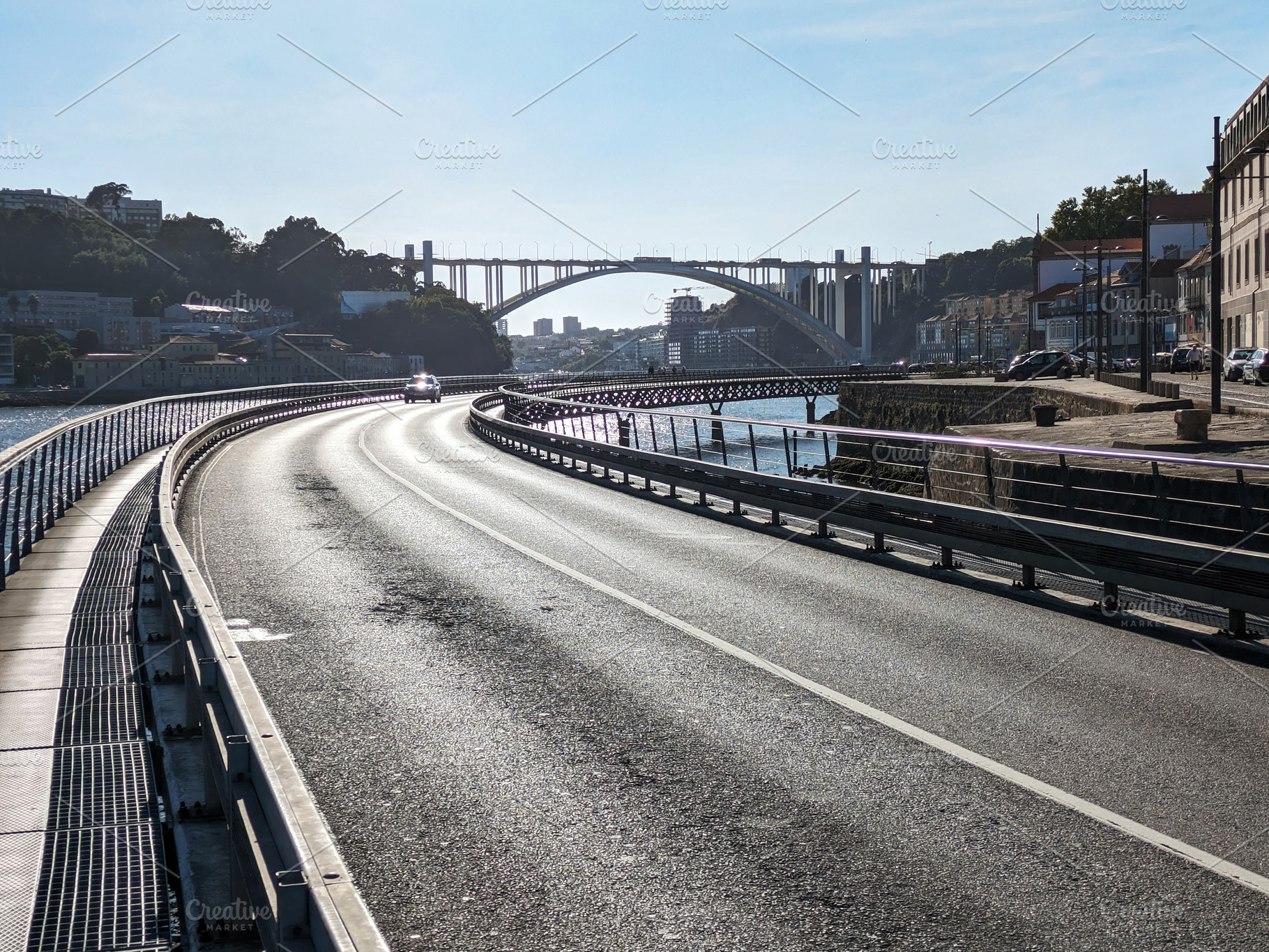 Car road  river Porto Portugal, a Transportation Photo by joyt