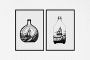 sailboat in bottle stencil v2, a Decorative Illustration by TaKong Magics (Thumbnail 4 of 5)