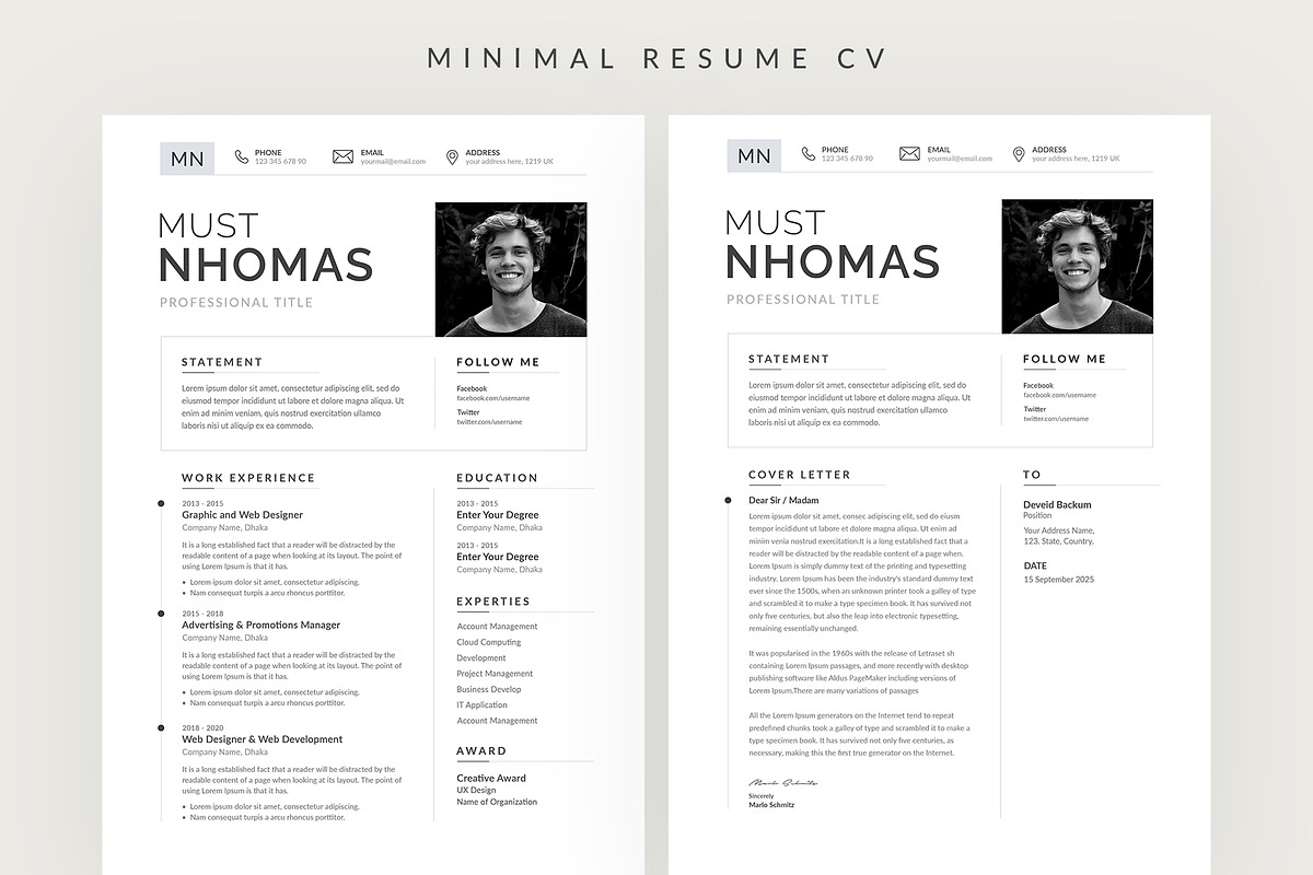 Modern Resume Template CV, a Resume Template by Pixelpick (Photo 6 of 6)