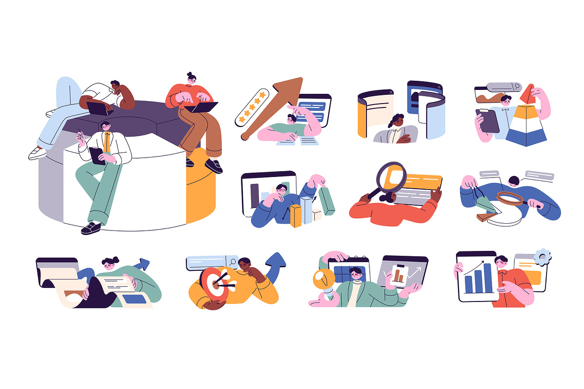 People work with data, analysis set, a Work Illustration by PaperTrident (Photo 1 of 12)
