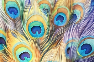 Watercolor Peacock Feathers