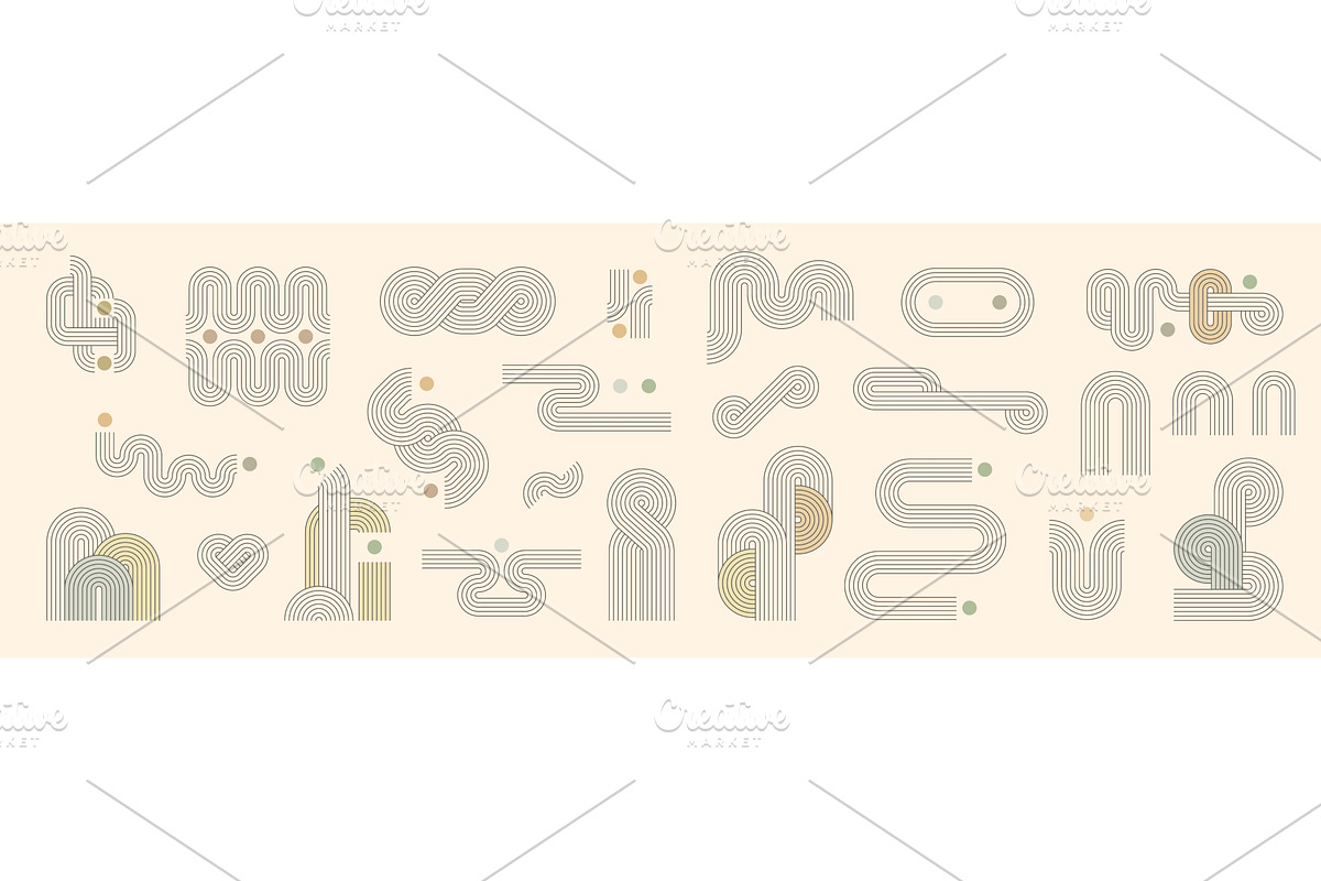 Zen arch elements with line pattern, a Decorative Illustration by Buch&Bee