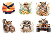 Watercolor Safari Owl Clipart, an Illustration by CreationArt (Thumbnail 3 of 5)