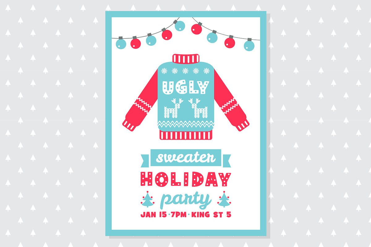 Ugly Sweater Party 5x7 Invitation, an Illustration by Julia Batsheva