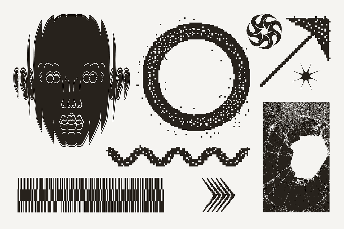 82 Vector Dither Y2K Shapes Pack, a Graphic by softulka (Photo 7 of 10)