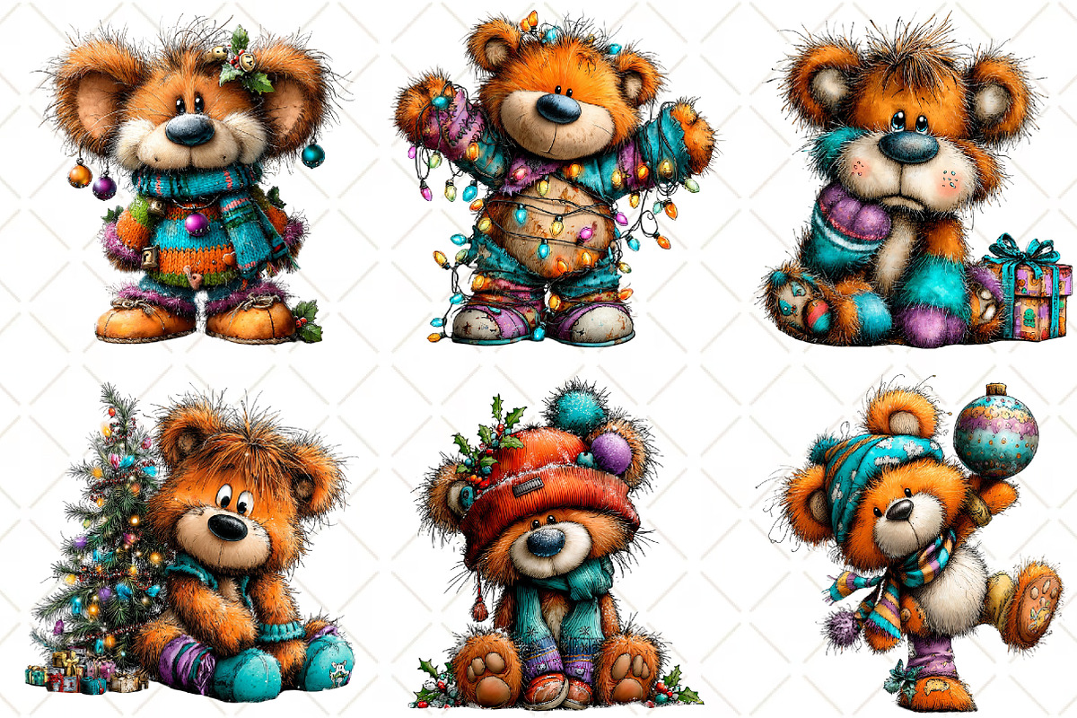 Whimsical Christmas Teddy Clipart PN, an Animal Illustration by Black Bird Studio (Photo 5 of 6)