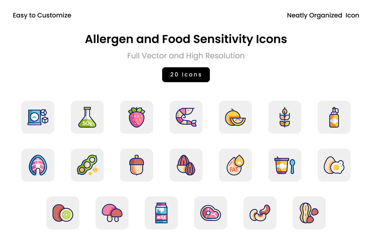 Allergen and Food Sensitivity Icons, a Solid Icon by Wencory (Photo 1 of 2)