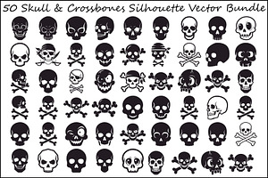 Skull & Crossbones Silhouette Vector, an Illustration by jahid234