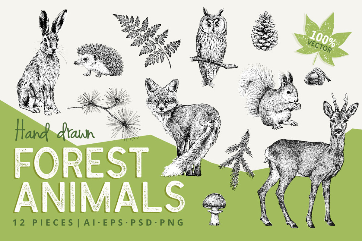Dotwork Forest Animals, an Animal Illustration by nordicworker (Photo 1 of 6)