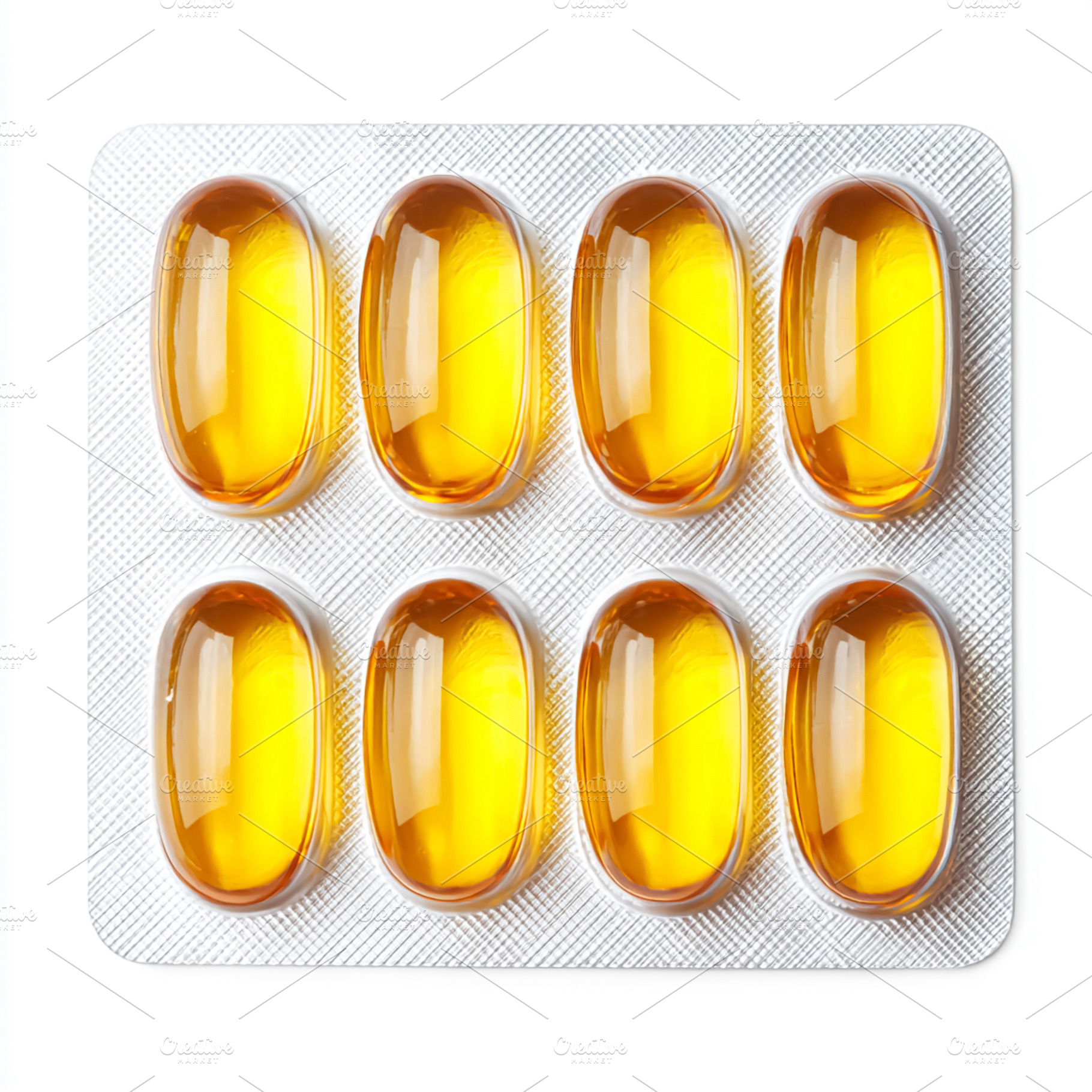 Omega 3 fish oil softgels in blister pack for health and wellnes, a Photo by Studio ANNA