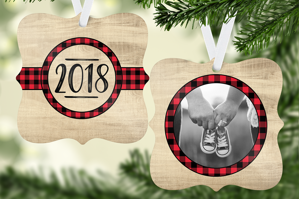 Wood & Plaid Ornament Template, an Illustration by Creative Chaos
