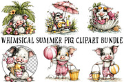Whimsical Summer Pig Clipart Bundle, a Seasonal Illustration by OK Design (Thumbnail 2 of 6)