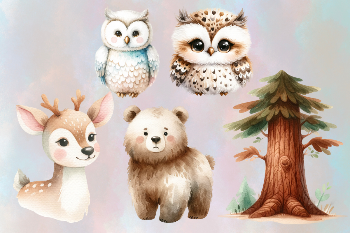 Watercolor Woodland animals nursery, an Object Graphic by Agnesagraphic (ID 95) (Photo 3 of 6)