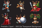 Quirky Christmas Reindeer Clip Art, an Illustration by RobertsArt (Thumbnail 4 of 7)