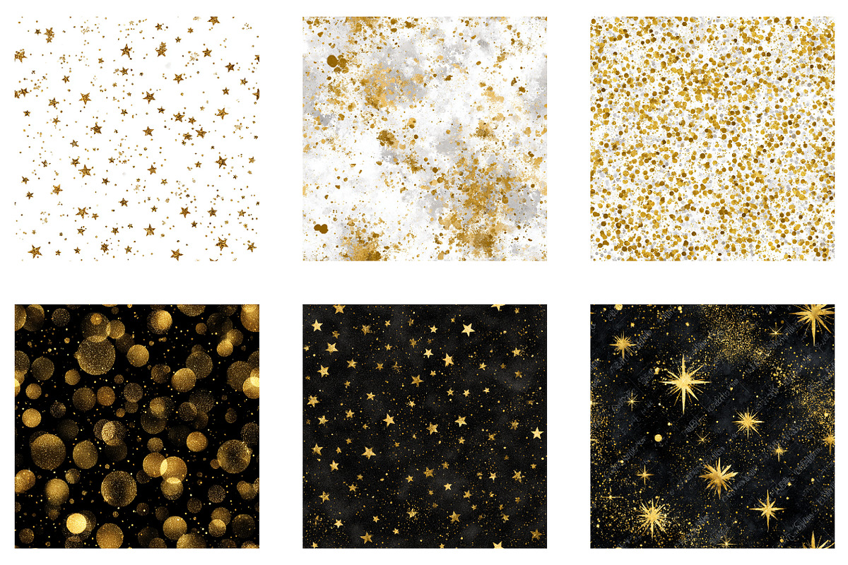 Black Gold Glitter Digital Paper, a Pattern Graphic by CreationArt (Photo 2 of 5)