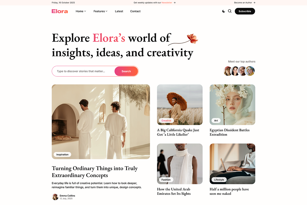 Elora – Creative Magazine WP theme, a WordPress Template by AliThemes (Photo 2 of 5)