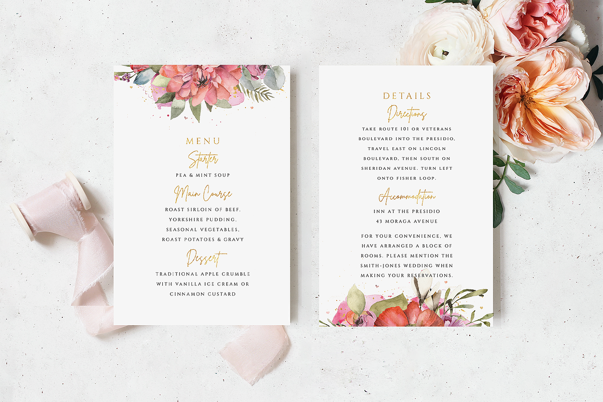 Gold Floral Wedding Invite Suite, an Invitation Template by R Whitehurst Design (Photo 2 of 5)