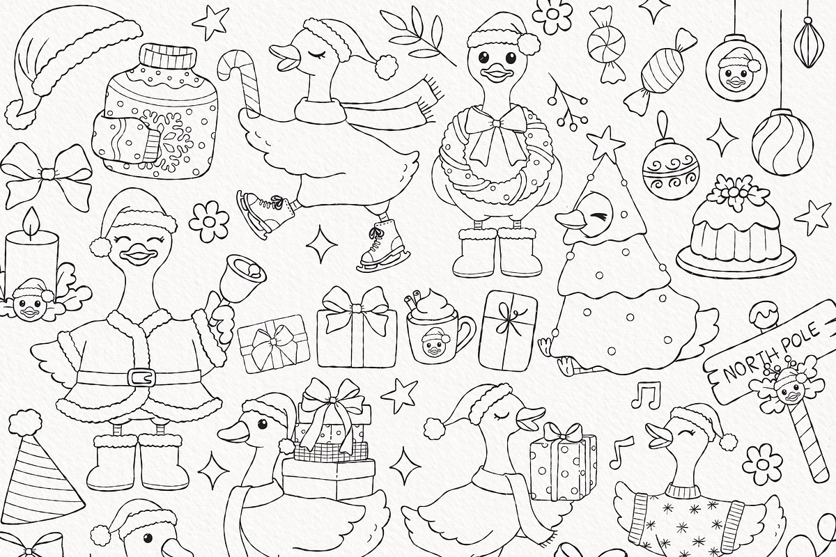 Christmas Goose Outline SVG, an Animal Illustration by TitaLivingArt (Photo 2 of 10)