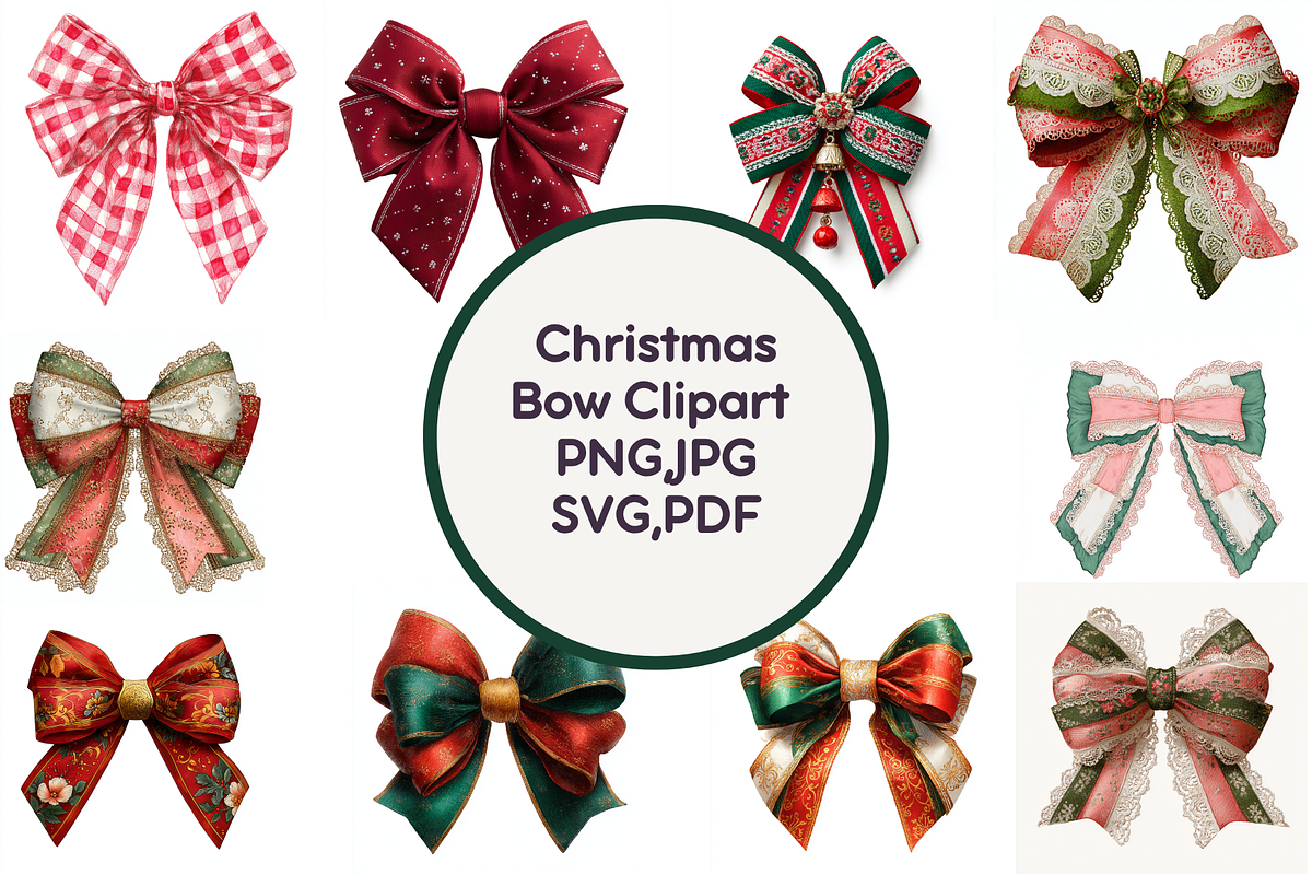 Christmas Bow Clipart, a Graphic by Milano Creative (Photo 1 of 3)