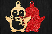 Penguin Christmas Ornament Laser Cut, an Object Graphic by DreamCafeArt (Thumbnail 3 of 3)