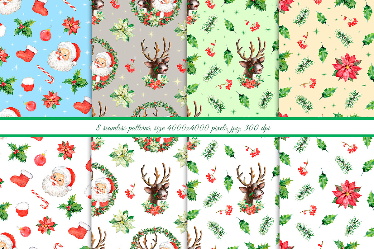 Santa, reindeer watercolorclipart., a Decorative Illustration by SavinV (Photo 7 of 7)