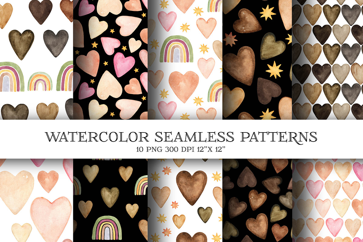 Watercolor heart cliparts & patterns, an Object Graphic by Naty Art (Photo 8 of 24)