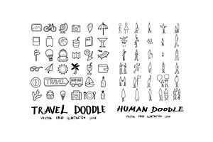 611 Doodle Line Icons Set