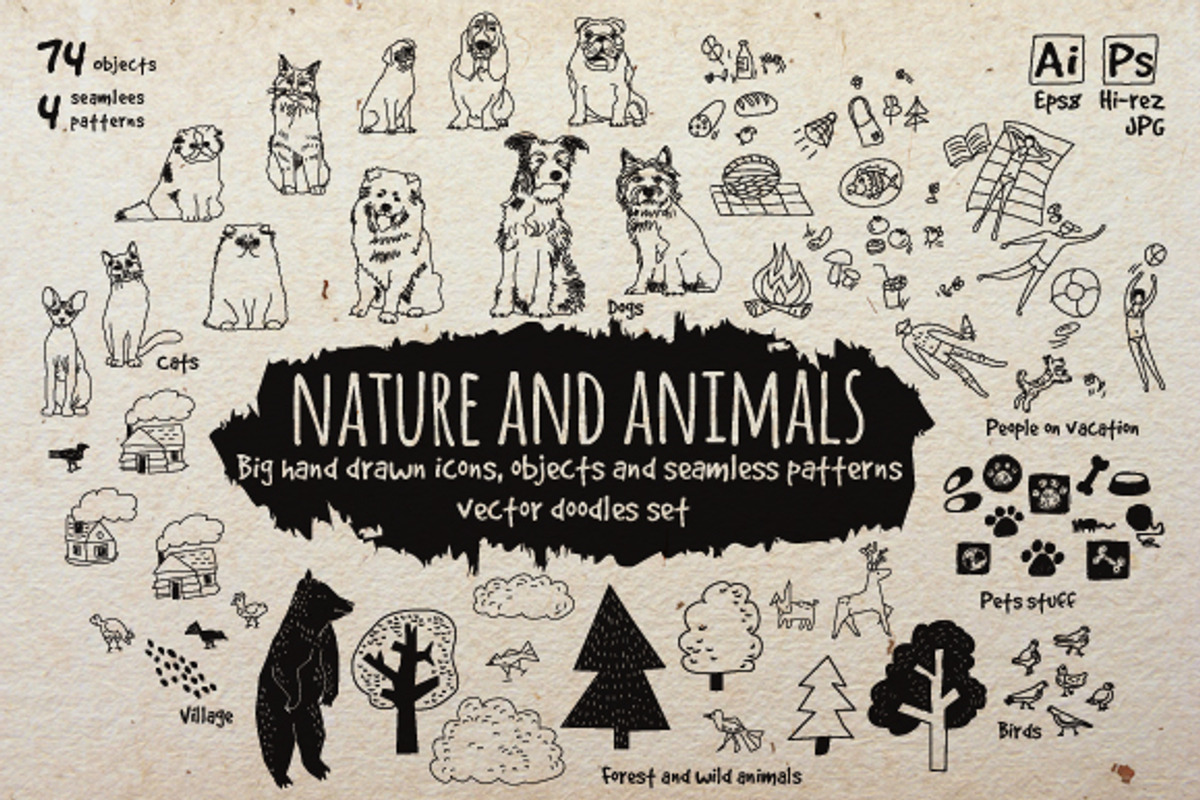 Vector hand drawn kit 90% off!, an Animal Illustration by Crowhouse (Photo 28 of 34)