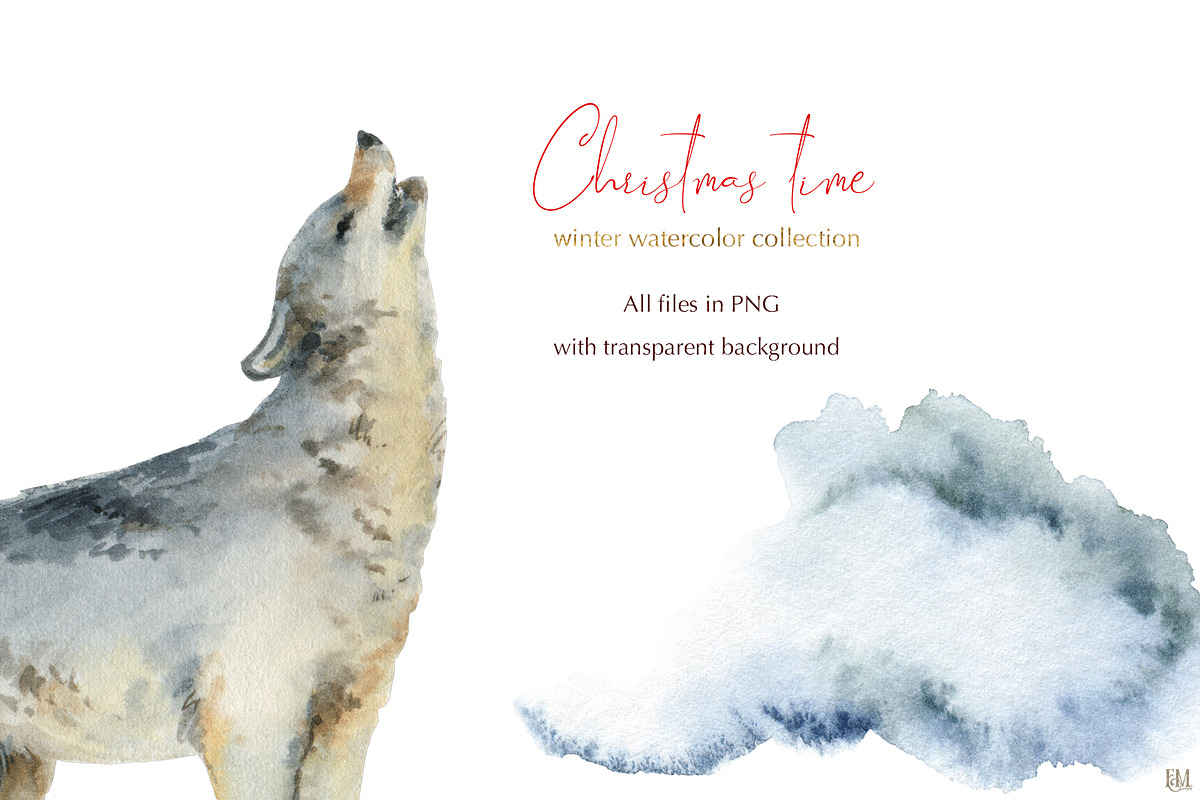 Christmas time 2. Watercolor clipart, an Animal Illustration by Elena Medvedeva (Photo 3 of 10)