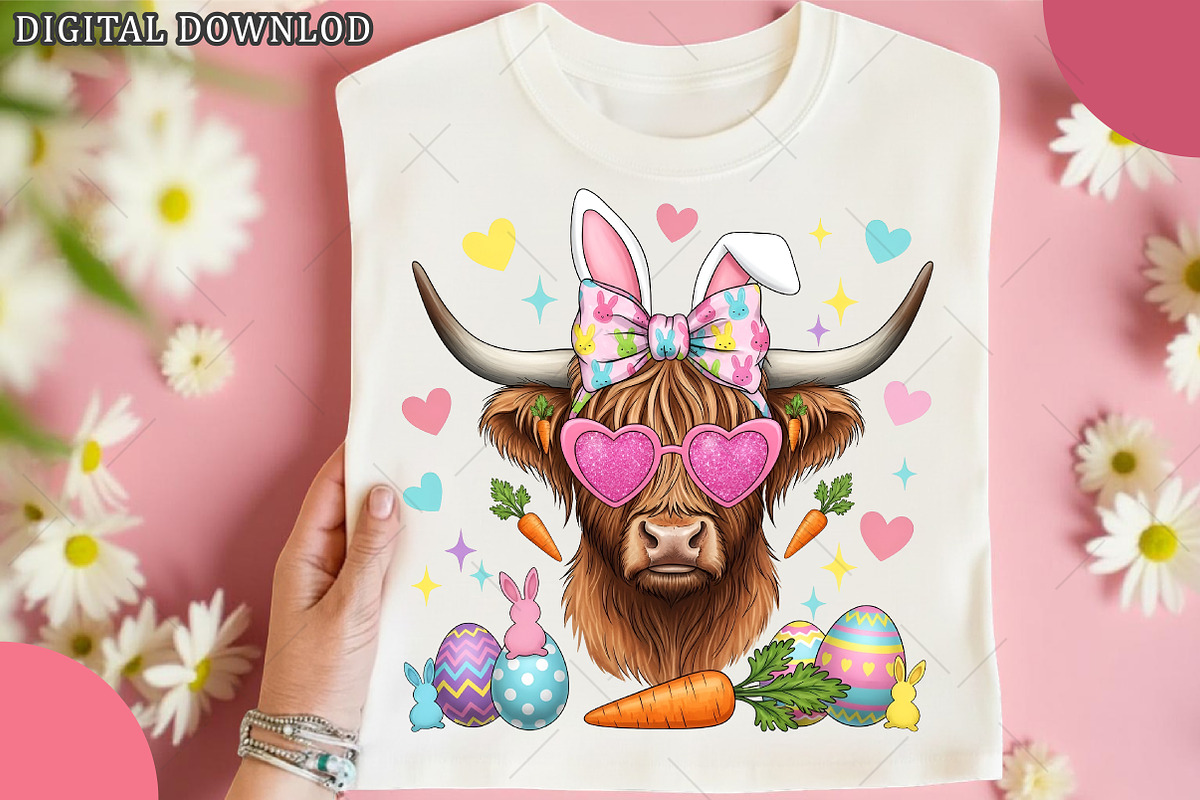 Easter Coquette Highland Cow Png, an Illustration by OK Design (Photo 5 of 6)