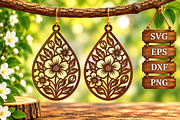 Floral Teardrop Earring SVG File, an Object Graphic by Libby Wishes (Thumbnail 3 of 3)