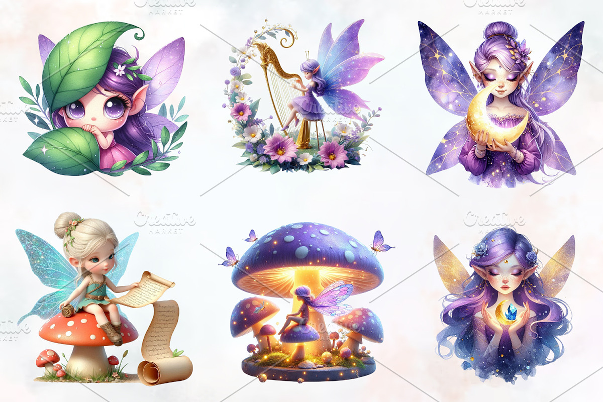 Magical Garden Purple Fairies Png, an Illustration by RobertsArt (Photo 3 of 7)