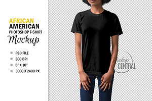 African American T-Shirt Mockup PSD