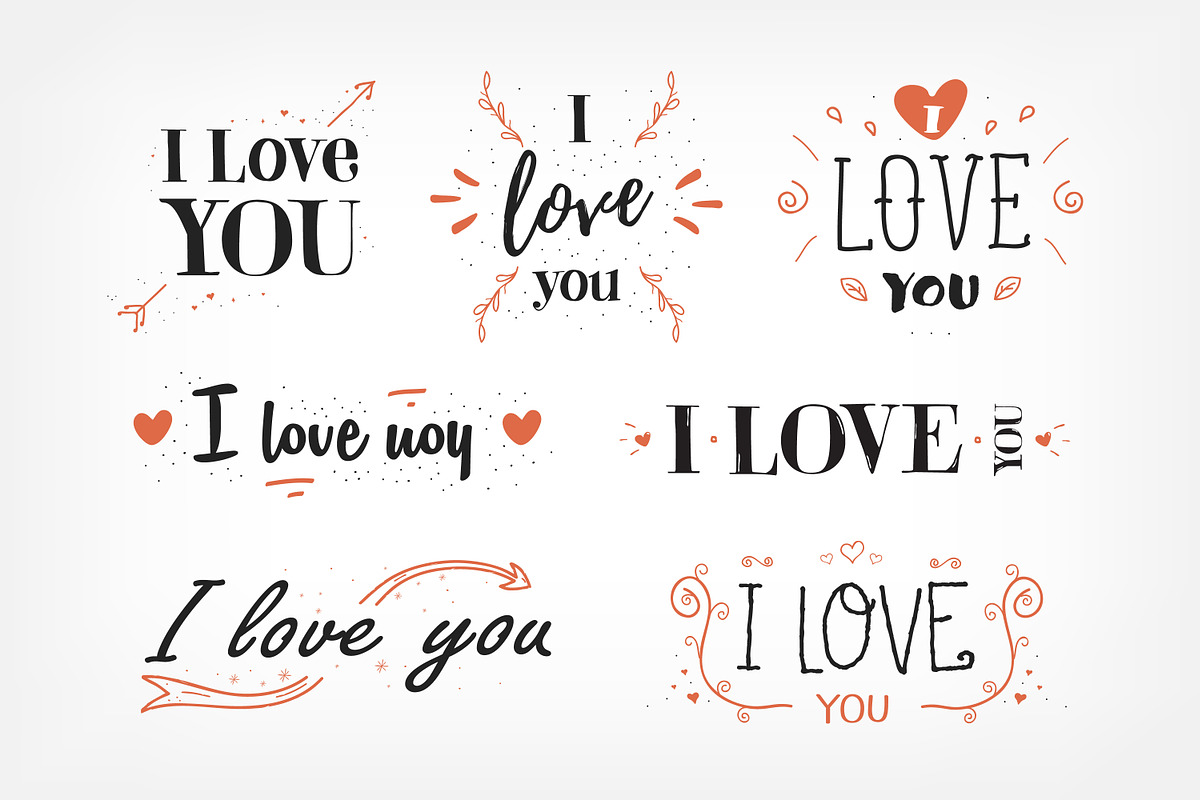 I love you lettering set, a Decorative Illustration by Good Studio (Photo 1 of 6)