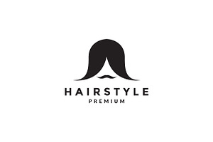 Long Hair Style With Mustache Logo