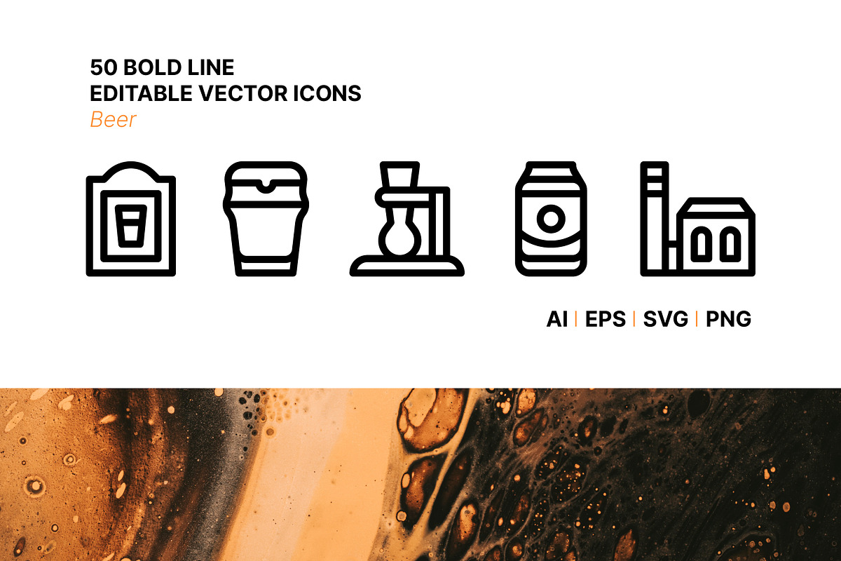 50 Beer Icons, an Outline Icon by Side Project (Photo 1 of 7)