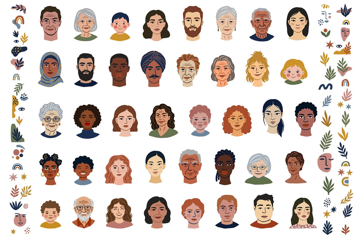 Diverse Portraits Bundle, an Object Graphic by IRSYART (Photo 1 of 7)