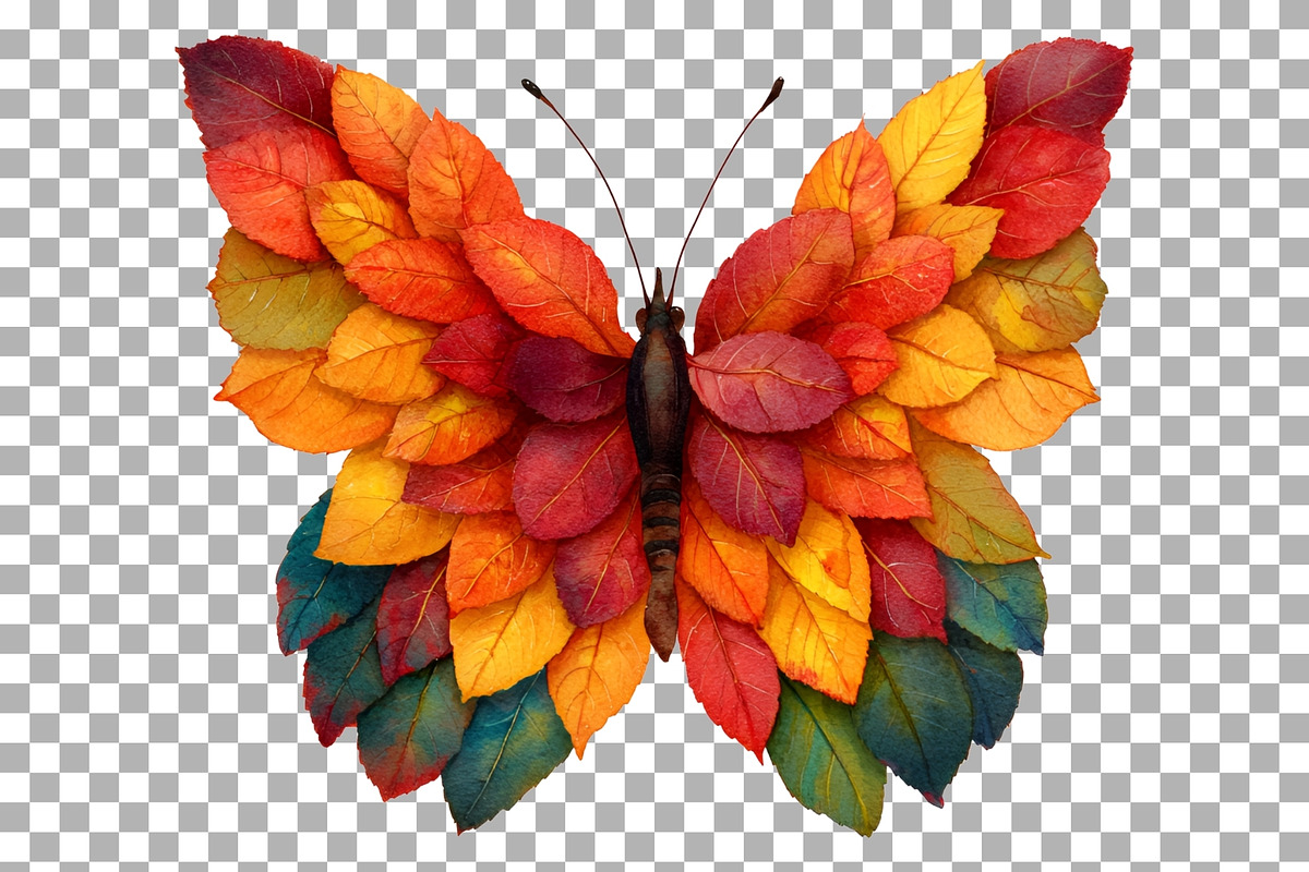 Autumn Leaves Butterfly Clipart PNG, a Seasonal Illustration by SugarCloudStudioArt (Photo 4 of 4)