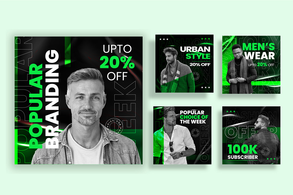 Men's Style Instagram Post Design, a Social Media Template by MightyDesign (Photo 1 of 5)