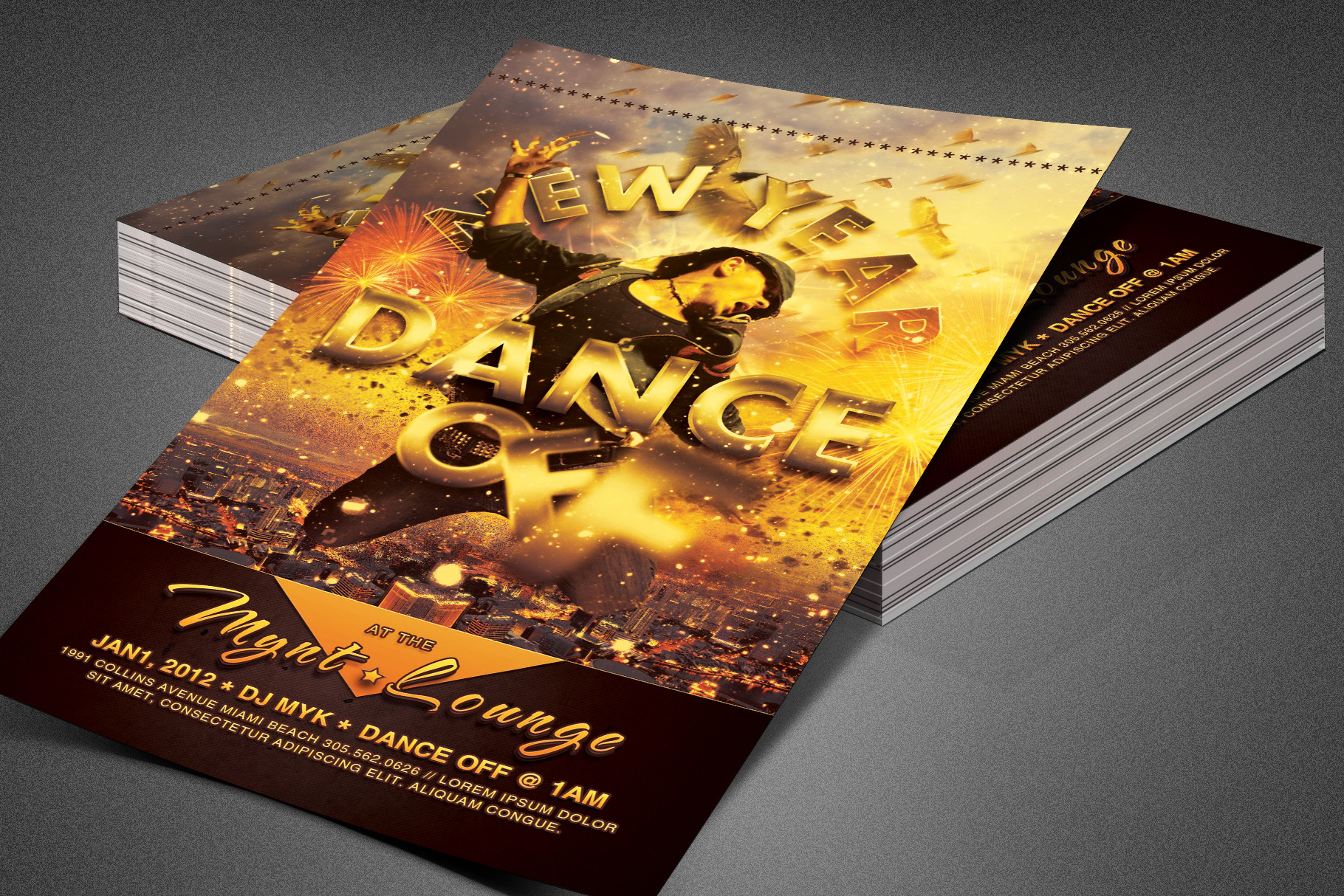 New Year Dance Off Flyer Template by Loswl  Creative Market