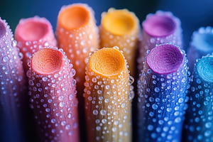 Colorful writing tools covered in dr, a Photo by Tanuart