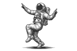 Dancing Astronaut in Space vector, a Person Illustration by AlexArt