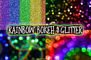 Rainbow Bokeh & Glitter Backgrounds, a Texture Graphic by Paper Element (Thumbnail 2 of 2)